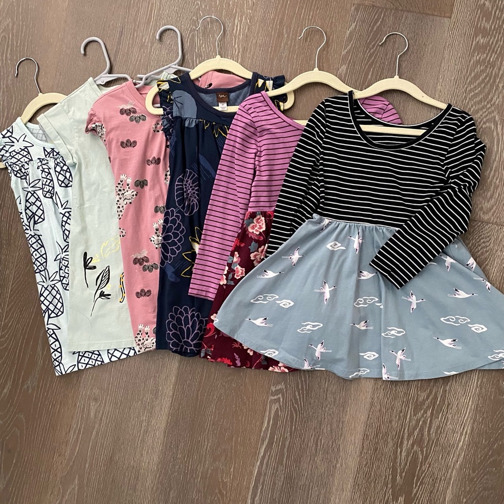 Bundle of Six Tea Collection Girl's Assorted Dresses Sz 4 / 4T